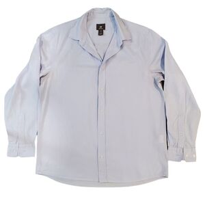 H&M Regular Fit Linen Shirt Mens Blue Size Medium Long Sleeve Button Down Shirt